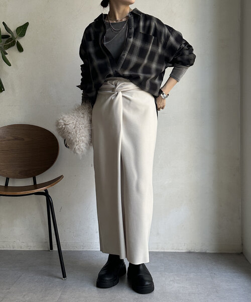 DouDou(ドゥドゥ)の「【WEB限定】チェックBIGシャツ(シャツ/ブラウス・レディース・ブラック/オレンジ・FREE)」の12枚目の写真