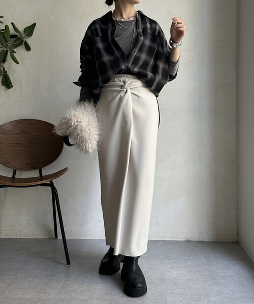 DouDou(ドゥドゥ)の「【WEB限定】チェックBIGシャツ(シャツ/ブラウス・レディース・ブラック/オレンジ・FREE)」の13枚目の写真