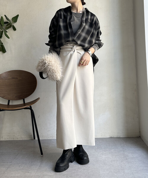 DouDou(ドゥドゥ)の「【WEB限定】チェックBIGシャツ(シャツ/ブラウス・レディース・ブラック/オレンジ・FREE)」の14枚目の写真