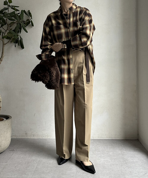 DouDou(ドゥドゥ)の「【WEB限定】チェックBIGシャツ(シャツ/ブラウス・レディース・ブラック/オレンジ・FREE)」の20枚目の写真