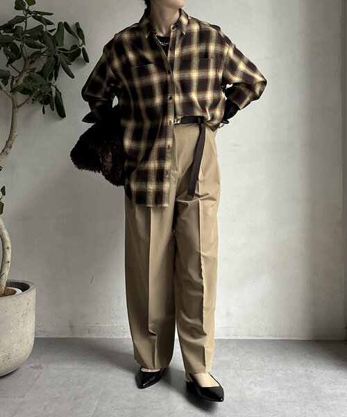 DouDou(ドゥドゥ)の「【WEB限定】チェックBIGシャツ(シャツ/ブラウス・レディース・ブラック/オレンジ・FREE)」の21枚目の写真