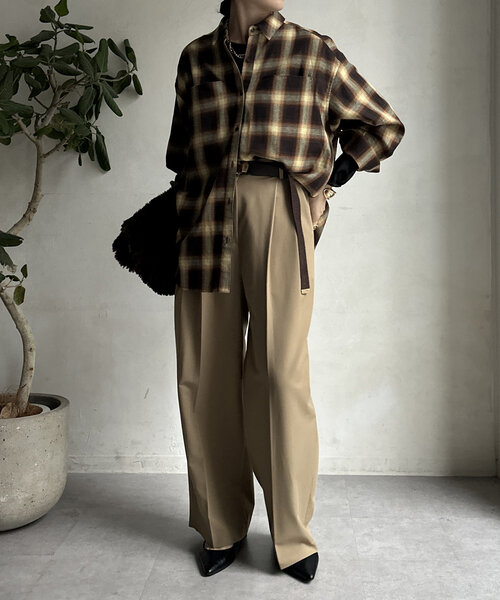 DouDou(ドゥドゥ)の「【WEB限定】チェックBIGシャツ(シャツ/ブラウス・レディース・ブラック/オレンジ・FREE)」の22枚目の写真