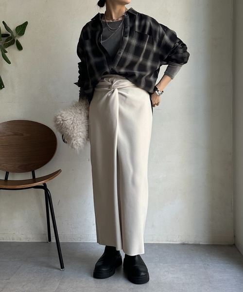 DouDou(ドゥドゥ)の「【WEB限定】チェックBIGシャツ(シャツ/ブラウス・レディース・ブラック/オレンジ・FREE)」の7枚目の写真