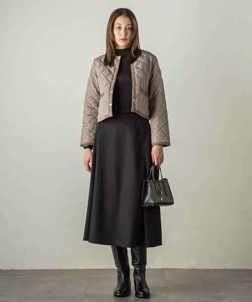 ketty（ケティ）の「ファイングロスキルティングノーカラージャケット（ダウンジャケット/コート・レディース・ブラウン/オフホワイト/チャコールグレー/ブラック・M）」の6枚目の写真