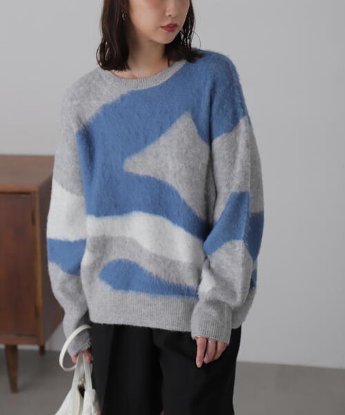 FREE'S MART(フリーズマート)の「◇起毛ニュアンス柄ニット(ニット/セーター・レディース・ホワイト/グレー/ブラウン・FREE)」の5枚目の写真