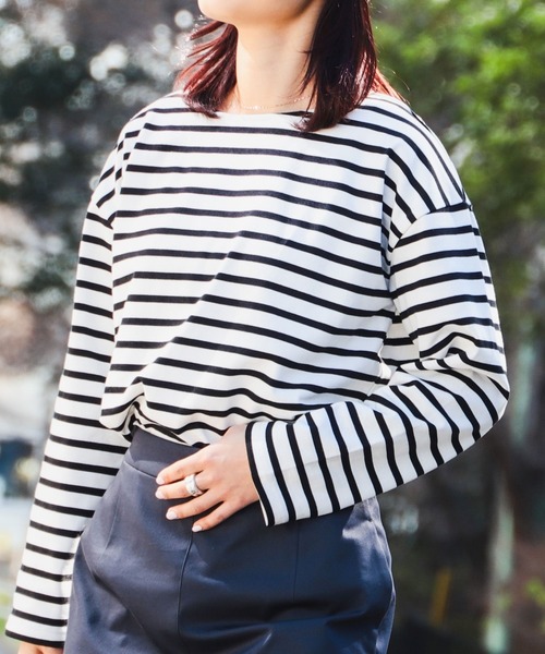 B:MING by BEAMS（ビーミングバイビームス）の「ボーダー ロングスリーブ Tシャツ（Tシャツ/カットソー・レディース・ピンク/ブラック/オフホワイト/サックスブルー・ONE SIZE）」の22枚目の写真