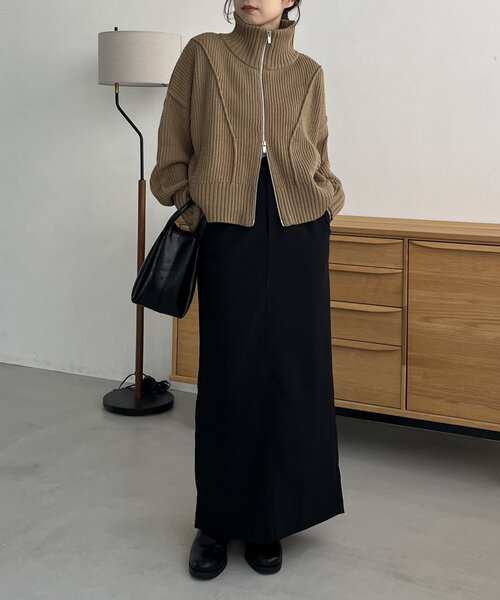 CAPRICIEUX LE'MAGE（カプリシューレマージュ）の「リンキングZIPニット（カーディガン/ボレロ・レディース・オフホワイト/ブラック/ベージュ・FREE）」の6枚目の写真