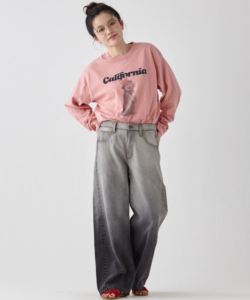 KRIFF MAYER Lady's Collection（クリフメイヤーレディースコレクション）の「グラデーション バレルレッグ カーブパンツ（デニムパンツ・レディース・ライトブルー/ブラック/ダークブルー・LARGE/MEDIUM）」の7枚目の写真