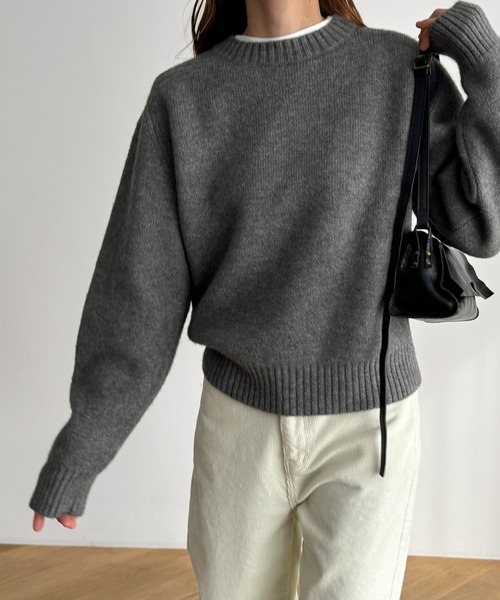 CANAL JEAN（キャナルジーン）の「El mar　切り替えコンパクトクルーニット（ニット/セーター・レディース・ネイビー/イエロー/ピンク/グレー/オフホワイト/サックスブルー・ONE SIZE）」の3枚目の写真