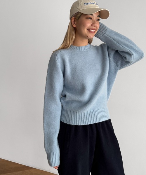 CANAL JEAN（キャナルジーン）の「El mar　切り替えコンパクトクルーニット（ニット/セーター・レディース・ネイビー/イエロー/ピンク/グレー/オフホワイト/サックスブルー・ONE SIZE）」の5枚目の写真