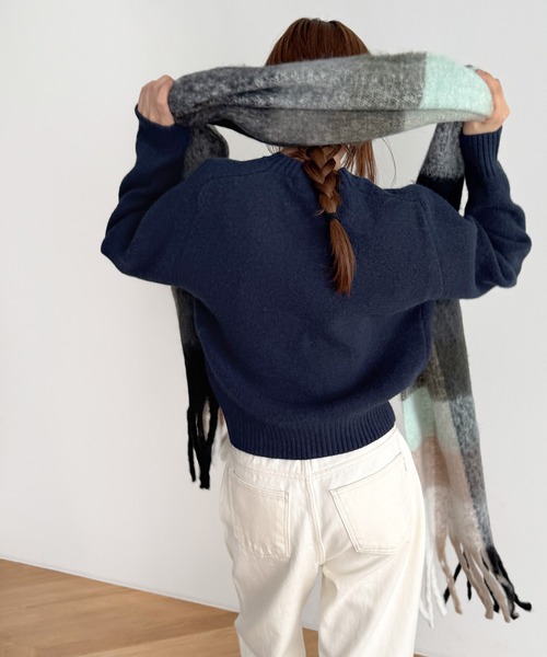 CANAL JEAN（キャナルジーン）の「El mar　切り替えコンパクトクルーニット（ニット/セーター・レディース・ネイビー/イエロー/ピンク/グレー/オフホワイト/サックスブルー・ONE SIZE）」の11枚目の写真