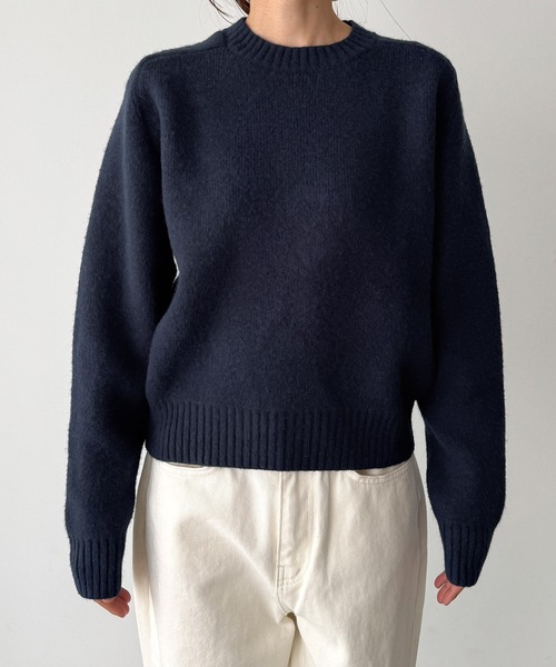 CANAL JEAN（キャナルジーン）の「El mar　切り替えコンパクトクルーニット（ニット/セーター・レディース・ネイビー/イエロー/ピンク/グレー/オフホワイト/サックスブルー・ONE SIZE）」の13枚目の写真