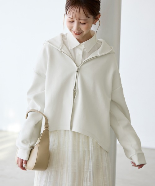 ROPE' PICNIC（ロペピクニック）の「近赤外線防止/ダンボールWジップフーディー（パーカー・レディース・ブラック/オフホワイト/グレー系その他・38）」の7枚目の写真