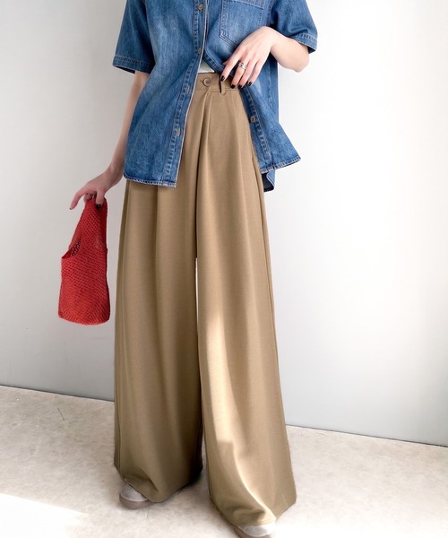 classicalelf(クラシカルエルフ)の「今季トレンドの抜け感がほどよい♪カットジョーゼットワイドラップパンツ(その他パンツ・レディース・ブラック/アイボリー/ベージュ/チャコール・LARGE/MEDIUM/SMALL/X-LARGE)」の4枚目の写真