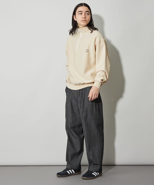 CITEN(シテン)の「<CITEN>ヒュージリバースハーフジップスウェット(スウェット・メンズ・ライトグレー/ライム/ベージュ・S/M/L)」の12枚目の写真