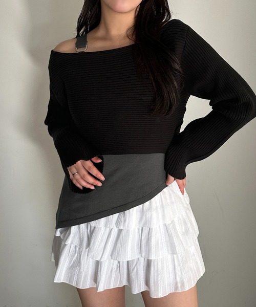 apres jour mignon(アプレジュールミニョン)の「アシメタンク×リブニットセット【ZOZOTOWN限定アイテム】(ニット/セーター・レディース・ブラウン系その他/ブラック/ネイビー・フリー/X-LARGE)」の1枚目の写真