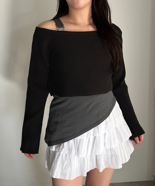 apres jour mignon(アプレジュールミニョン)の「アシメタンク×リブニットセット【ZOZOTOWN限定アイテム】(ニット/セーター・レディース・ブラウン系その他/ブラック/ネイビー・フリー/X-LARGE)」の9枚目の写真