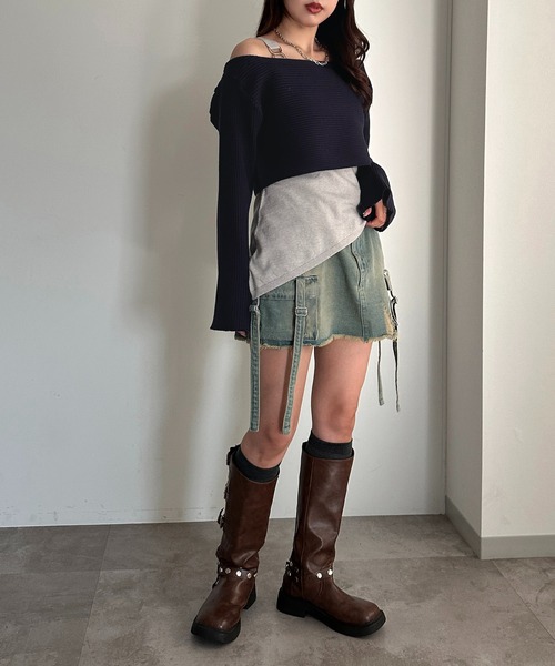 apres jour mignon(アプレジュールミニョン)の「アシメタンク×リブニットセット【ZOZOTOWN限定アイテム】(ニット/セーター・レディース・ブラウン系その他/ブラック/ネイビー・フリー/X-LARGE)」の6枚目の写真