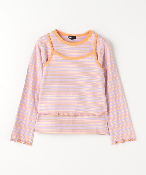 green label relaxing（グリーンレーベルリラクシング）の「マルチボーダー キャミ+プルオーバー セット / キッズ  140cm-160cm（Tシャツ/カットソー・キッズ・ライトブルー/ライラック/オフホワイト・150cm/160cm/140cm）」の3枚目の写真