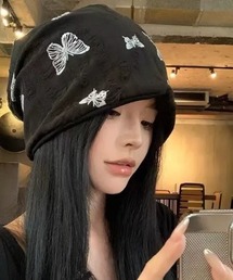 L LABEL（エルラベル）の「パピヨン柄ダメージニットビーニー（ニットキャップ/ビーニー）」