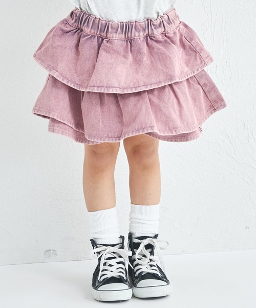 pairmanon（ペアマノン）の「ガールズ ティアード デニムスカッツ（デニムパンツ・キッズ・ブラック/インディゴブルー/ライトブルー/ピンク/ブルー/ブルー系その他/ライトピンク・150/140/120/110/100/90/130）」の16枚目の写真