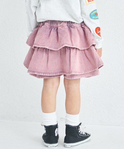pairmanon（ペアマノン）の「ガールズ ティアード デニムスカッツ（デニムパンツ・キッズ・ブラック/インディゴブルー/ライトブルー/ピンク/ブルー/ブルー系その他/ライトピンク・150/140/120/110/100/90/130）」の17枚目の写真