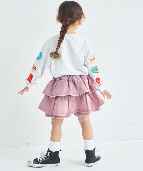 pairmanon（ペアマノン）の「ガールズ ティアード デニムスカッツ（デニムパンツ・キッズ・ブラック/インディゴブルー/ライトブルー/ピンク/ブルー/ブルー系その他/ライトピンク・150/140/120/110/100/90/130）」の20枚目の写真