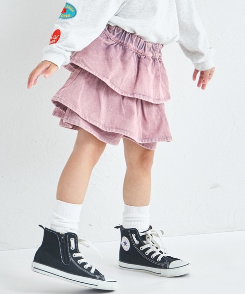 pairmanon（ペアマノン）の「ガールズ ティアード デニムスカッツ（デニムパンツ・キッズ・ブラック/インディゴブルー/ライトブルー/ピンク/ブルー/ブルー系その他/ライトピンク・150/140/120/110/100/90/130）」の21枚目の写真