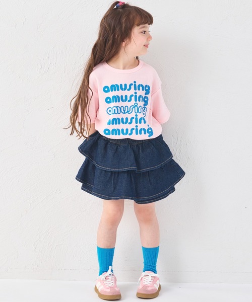 pairmanon（ペアマノン）の「ガールズ ティアード デニムスカッツ（デニムパンツ・キッズ・ブラック/インディゴブルー/ライトブルー/ピンク/ブルー/ブルー系その他/ライトピンク・150/140/120/110/100/90/130）」の11枚目の写真