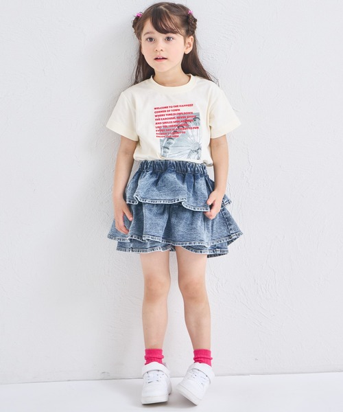 pairmanon（ペアマノン）の「ガールズ ティアード デニムスカッツ（デニムパンツ・キッズ・ブラック/インディゴブルー/ライトブルー/ピンク/ブルー/ブルー系その他/ライトピンク・150/140/120/110/100/90/130）」の13枚目の写真