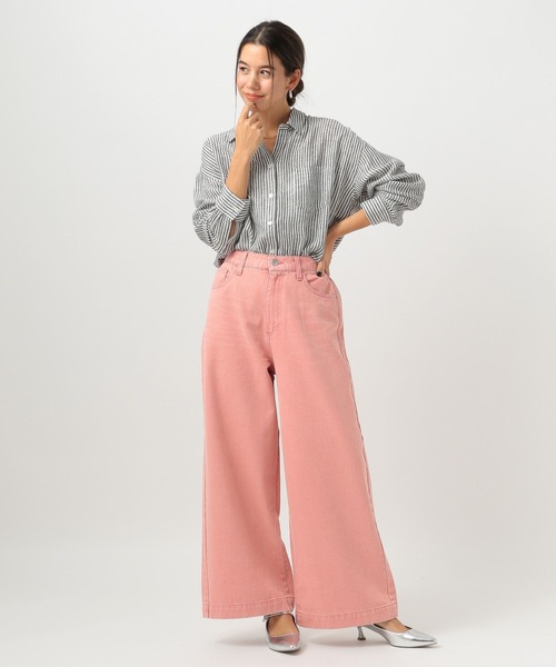 BAYFLOW（ベイフロー）の「[ストレッチ入り]カラーバギーデニム（デニムパンツ・レディース・オレンジ/グリーン/ピンク・SMALL/MEDIUM）」の4枚目の写真