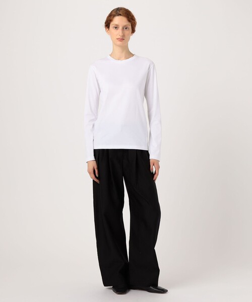 EDITION（エディション）の「ピマコットン ロングスリーブトップス（Tシャツ/カットソー・レディース・ブラック/ホワイト・FREE）」の12枚目の写真