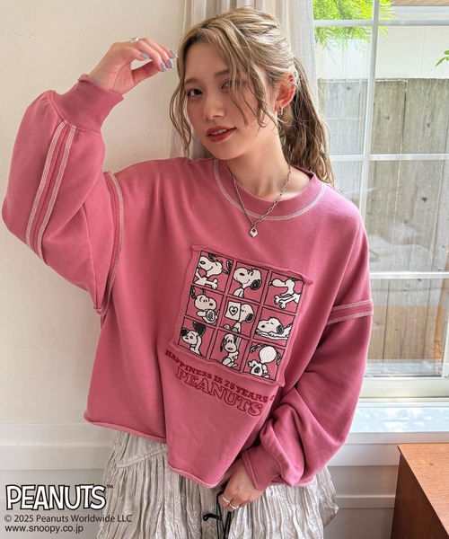 DOUBLE NAME（ダブルネーム）の「【PEANUTS 75th】ショート丈プルオーバー（スウェット・レディース・スミクロ/ブルー/ピンク/オフホワイト/グリーン/ピンク系その他・FREE）」の17枚目の写真