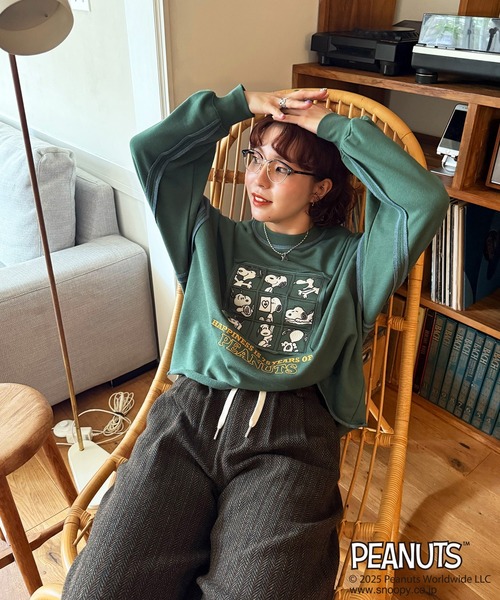 セール】【PEANUTS 75th】ショート丈プルオーバー（スウェット