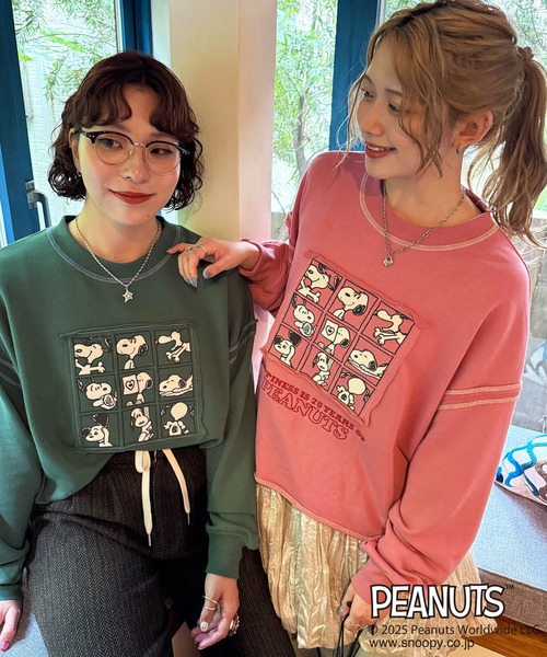 DOUBLE NAME（ダブルネーム）の「【PEANUTS 75th】ショート丈プルオーバー（スウェット・レディース・スミクロ/ブルー/ピンク/オフホワイト/グリーン/ピンク系その他・FREE）」の8枚目の写真