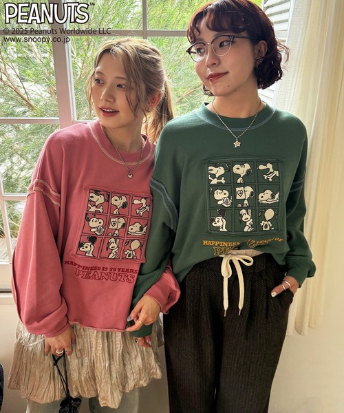 DOUBLE NAME（ダブルネーム）の「【PEANUTS 75th】ショート丈プルオーバー（スウェット・レディース・スミクロ/ブルー/ピンク/オフホワイト/グリーン/ピンク系その他・FREE）」の10枚目の写真