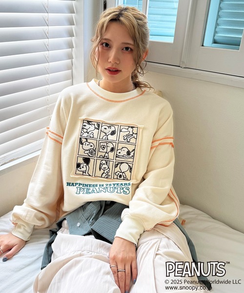 DOUBLE NAME（ダブルネーム）の「【PEANUTS 75th】ショート丈プルオーバー（スウェット・レディース・スミクロ/ブルー/ピンク/オフホワイト/グリーン/ピンク系その他・FREE）」の16枚目の写真