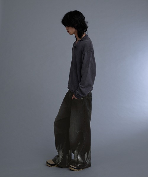 ILLMAZE（イルメイズ）の「【ILLMAZE】Low-rise silver foil wide denim / ローライズ 箔コーティング ワイドデニムパンツ（デニムパンツ・メンズ・ブラック・L/M/S）」の19枚目の写真