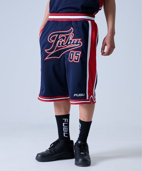 FUBU( フブ)の「FUBU フブ ブランド ロゴ ワッペン 刺繍 アメカジ 軽量 メッシュ バスケット ショートパンツ ハーフパンツ(その他パンツ・メンズ・ブラック/ネイビー/サックスブルー/ホワイト・M/L/XL/XXL)」の3枚目の写真