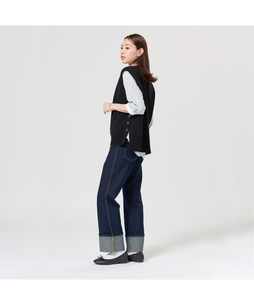 TOKYO SHIRTS（トウキョウシャツ）の「ミラノサイドボタン レディースニットベスト（ベスト・レディース・ブラック/ブラウン・M/L）」の3枚目の写真