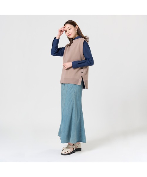 TOKYO SHIRTS（トウキョウシャツ）の「ミラノサイドボタン レディースニットベスト（ベスト・レディース・ブラック/ブラウン・M/L）」の11枚目の写真