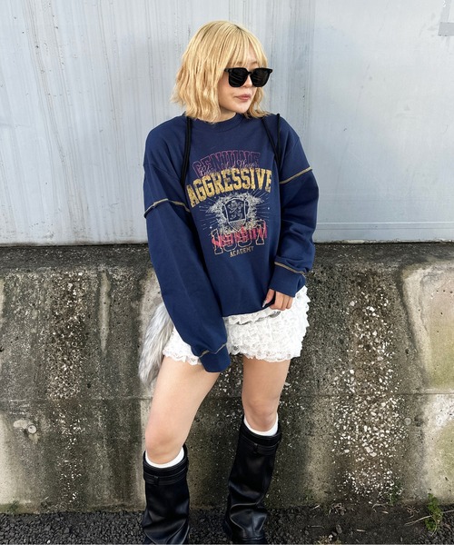 sedacle(セダクル)の「ステッチヴィンテージプリントスウェット(Tシャツ/カットソー・メンズ・ネイビー/ベージュ/アイボリー・SMALL/MEDIUM/LARGE)」の1枚目の写真