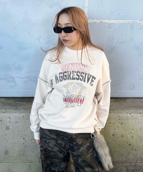 sedacle(セダクル)の「ステッチヴィンテージプリントスウェット(Tシャツ/カットソー・メンズ・ネイビー/ベージュ/アイボリー・SMALL/MEDIUM/LARGE)」の4枚目の写真