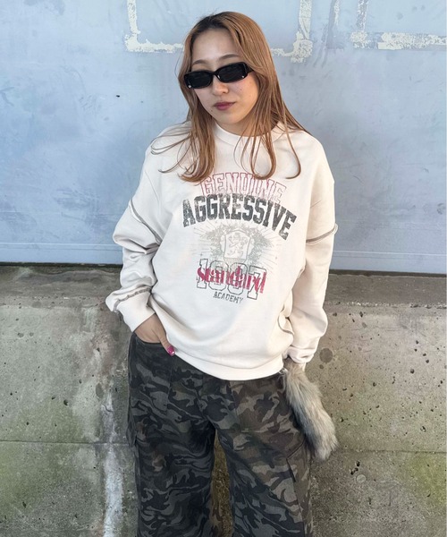 sedacle(セダクル)の「ステッチヴィンテージプリントスウェット(Tシャツ/カットソー・メンズ・ネイビー/ベージュ/アイボリー・SMALL/MEDIUM/LARGE)」の6枚目の写真