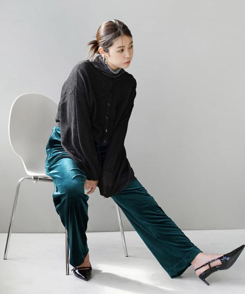 e-zakkamania stores(イーザッカマニアストアーズ)の「ストレートシルエット ベロアパンツ(その他パンツ・レディース・ブラック/ネイビー/グリーン・M)」の5枚目の写真