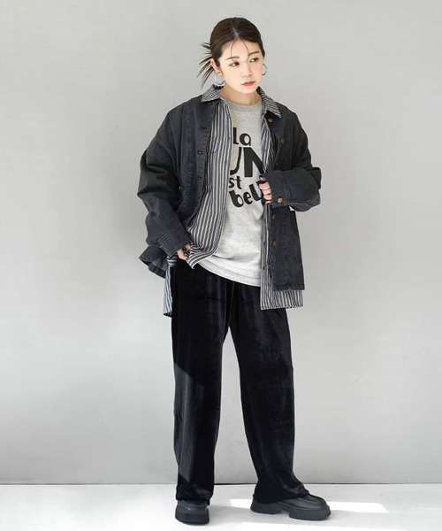 e-zakkamania stores(イーザッカマニアストアーズ)の「ストレートシルエット ベロアパンツ(その他パンツ・レディース・ブラック/ネイビー/グリーン・M)」の8枚目の写真