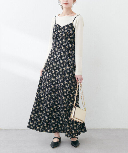 natural couture(ナチュラルクチュール)の「【WEB限定】フロント釦切替キャミワンピース(ワンピース・レディース・サックスブルー/アイボリー/ブラック/ブラウン・FREE)」の3枚目の写真