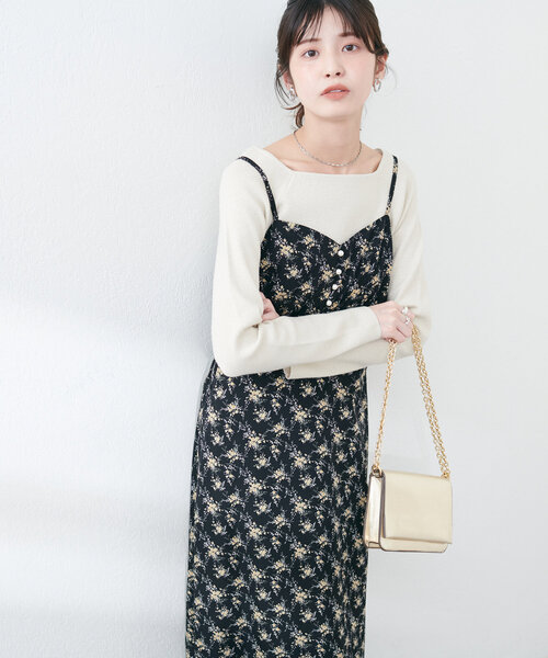 natural couture(ナチュラルクチュール)の「【WEB限定】フロント釦切替キャミワンピース(ワンピース・レディース・サックスブルー/アイボリー/ブラック/ブラウン・FREE)」の8枚目の写真