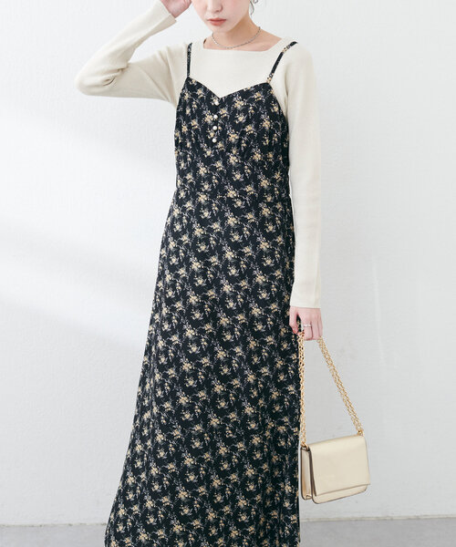 natural couture(ナチュラルクチュール)の「【WEB限定】フロント釦切替キャミワンピース(ワンピース・レディース・サックスブルー/アイボリー/ブラック/ブラウン・FREE)」の6枚目の写真