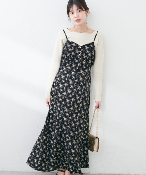 natural couture(ナチュラルクチュール)の「【WEB限定】フロント釦切替キャミワンピース(ワンピース・レディース・サックスブルー/アイボリー/ブラック/ブラウン・FREE)」の7枚目の写真